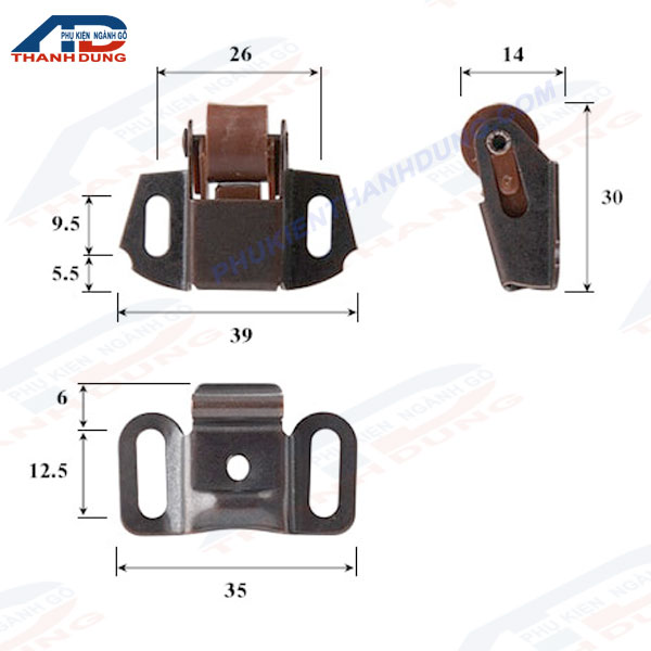 Bọ Kẹp Cánh Tủ Bánh Xe Đơn